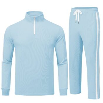 Men's Tracksuits Athletic 2 Piece Set 1/4 Zipper Casual Jogging Suit Gym Sportswear Grayish Blue 2XL